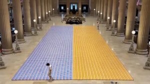 Read more about the article Jovens batem recorde ao construir maior mosaico de bandeira com caixas de cereal