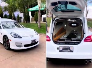 Read more about the article Enterro de luxo: funerária de Maringá adapta Porsche para carregar caixões; VÍDEO