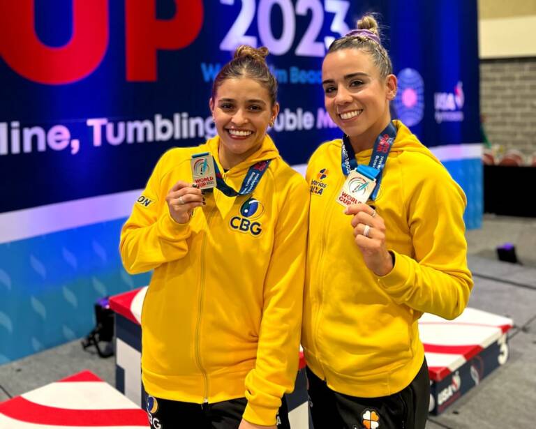 You are currently viewing No trampolim, Camilla Gomes e Alice Hellen faturam a medalha de prata na Copa do Mundo